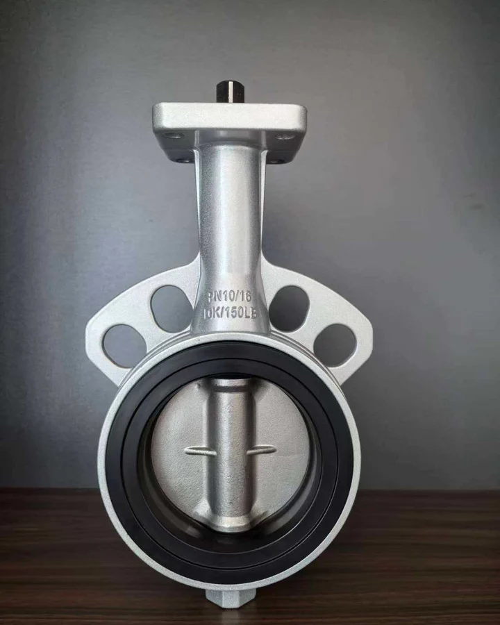 Front view of an HF-520 aluminum butterfly valve with bare shaft